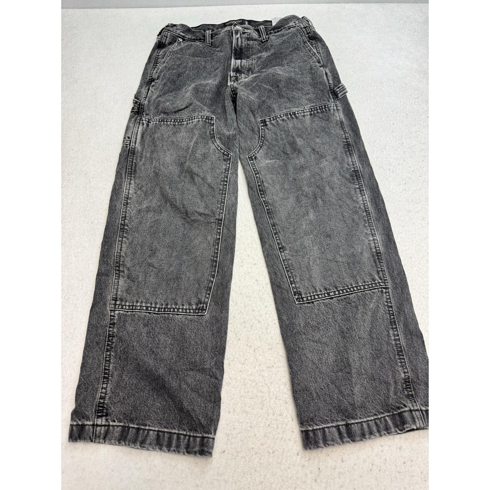 Abercrombie & Fitch Jeans Mens 30x30 Gray Baggy Double Knee Carpenter Denim